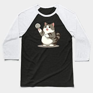 Tabby Kawaii Cat Baseball T-Shirt